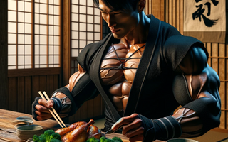 ninja eating a high protein meal