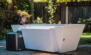 guy in a cold plunge tub