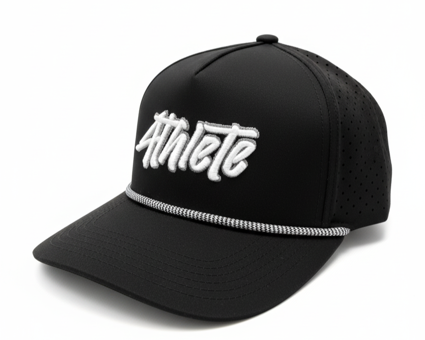 athlete embroidered snapback rope hat