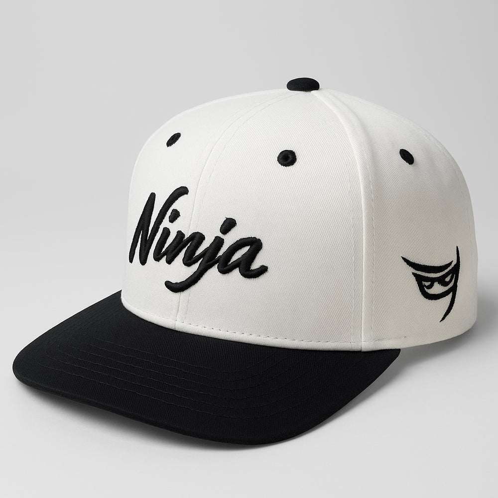embroidered white snapback hat