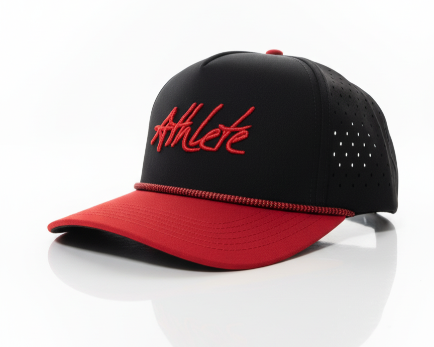 custom embroidered black and red snapback