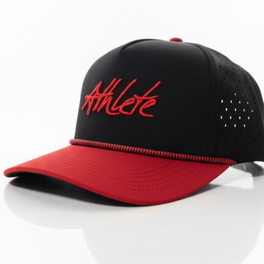 custom embroidered black and red snapback