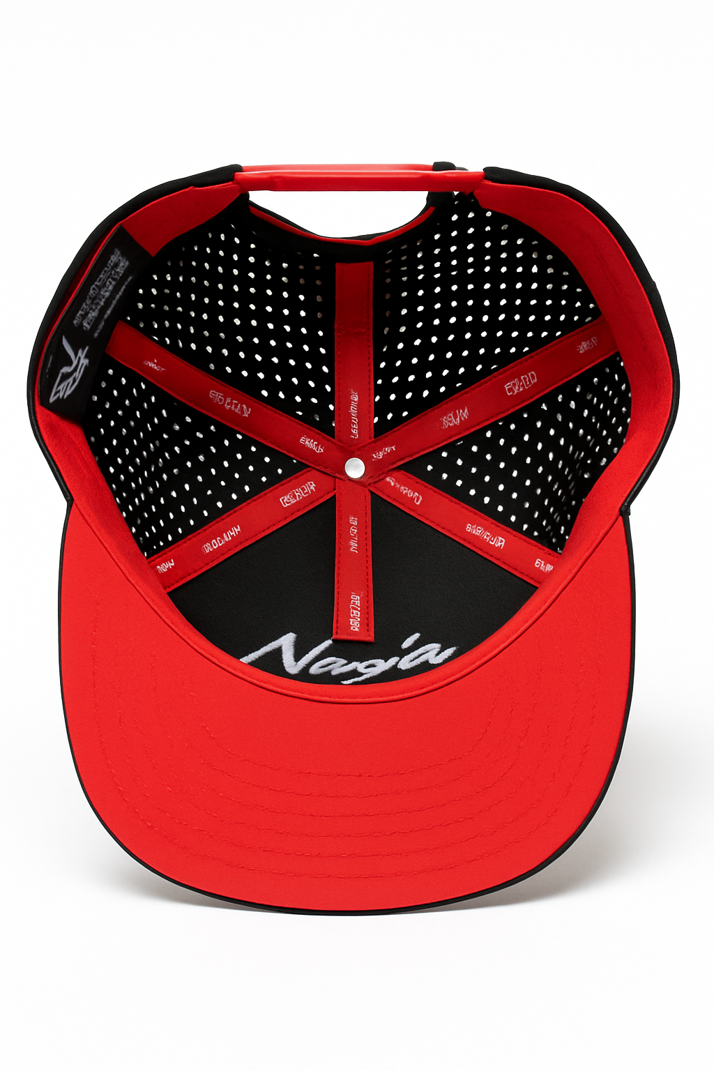 red and black snapback hat