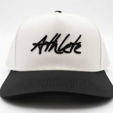 embroidered athlete black and white snapback