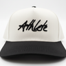 embroidered athlete black and white snapback