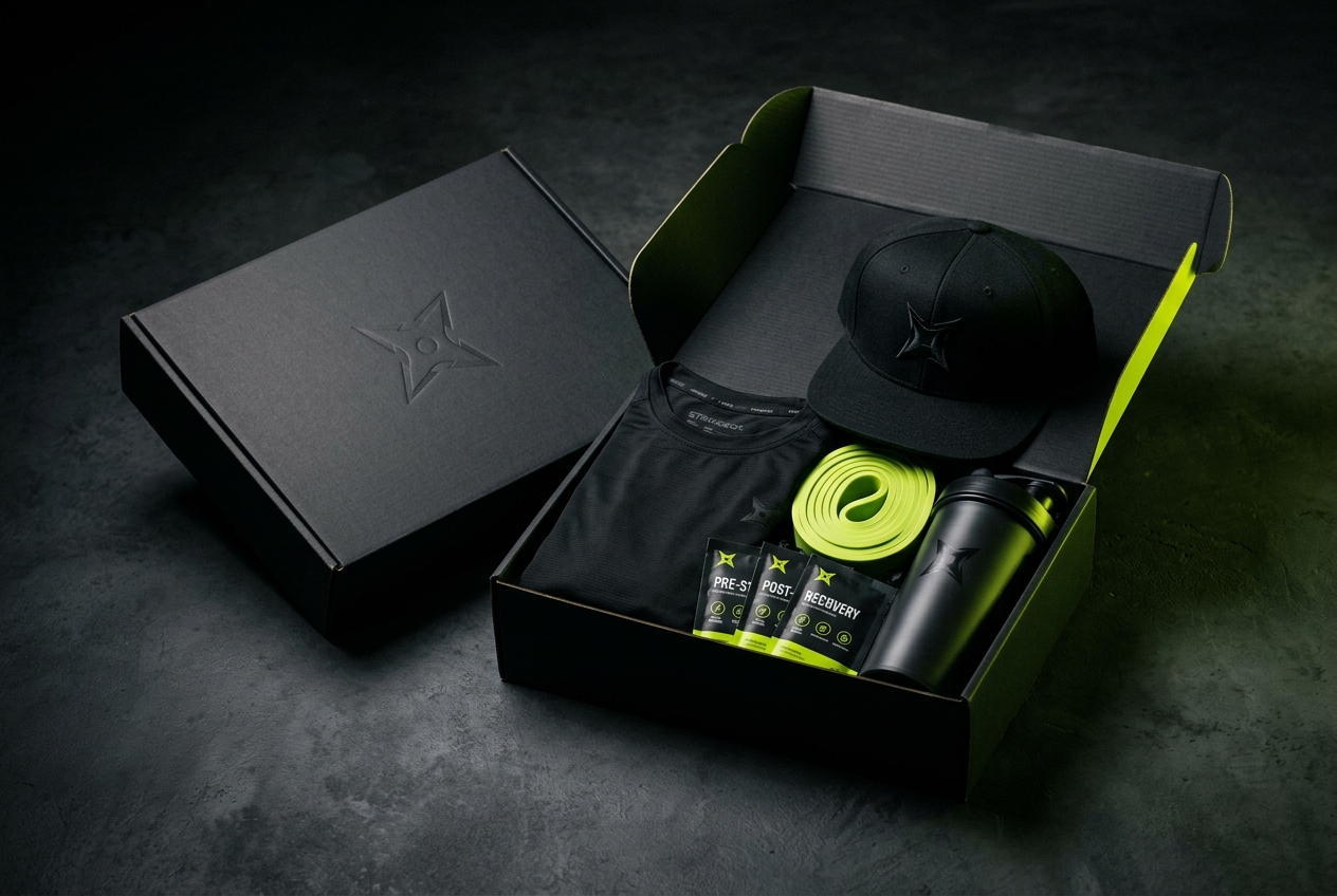 NinjAthlete Gear Box with apparel, cap and recovery gear
